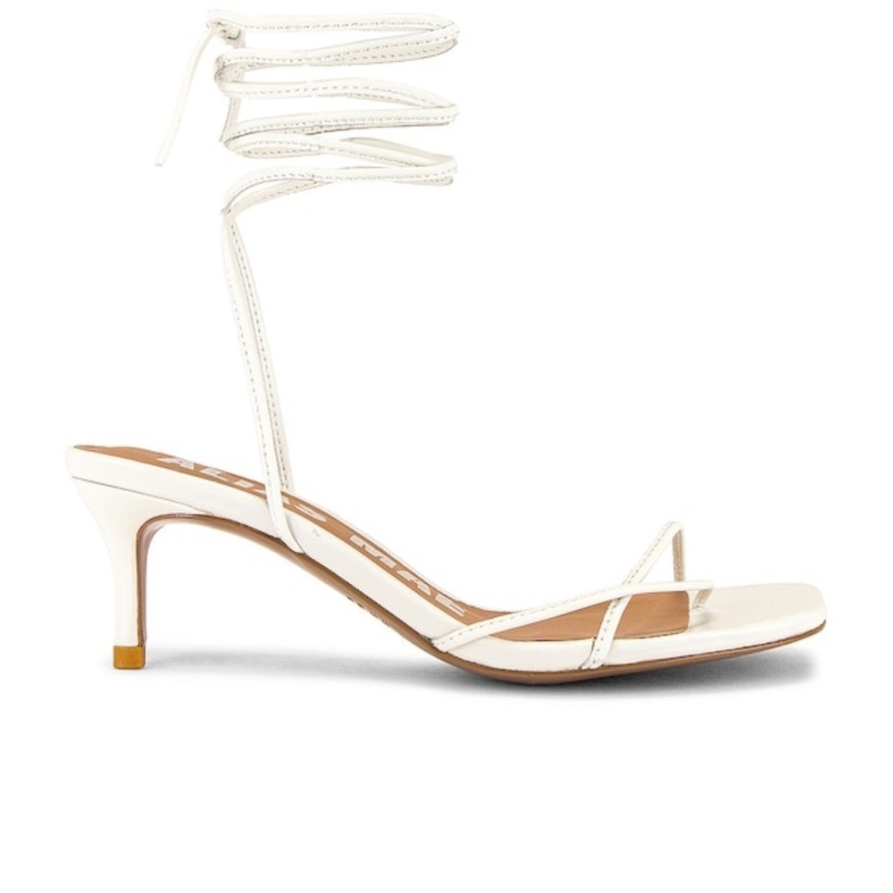 Alias Mae Ellery Strappy Ankle Wrap Sandal Creamy White Leather with Kitten Heel